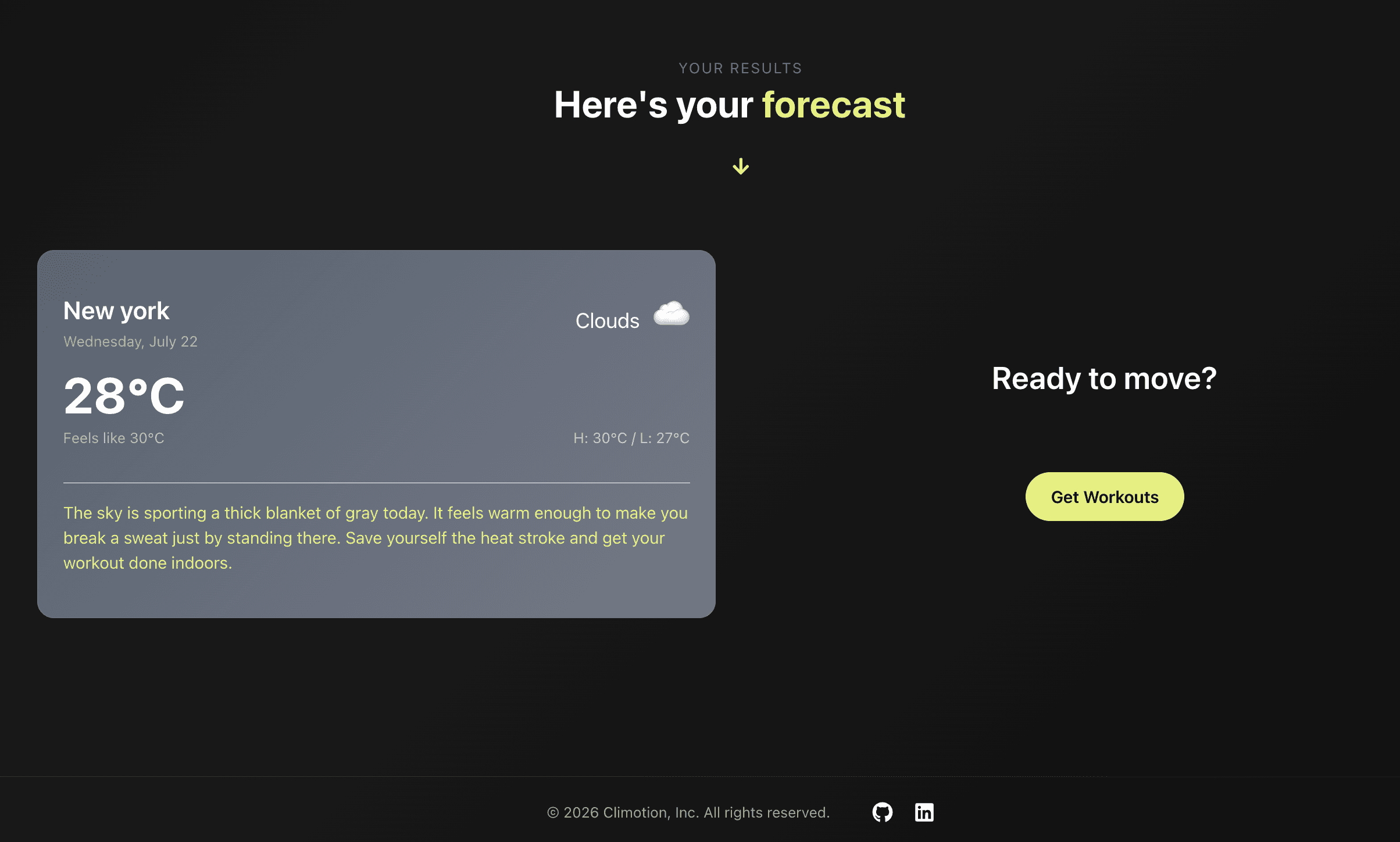 Climotion screenshot 2